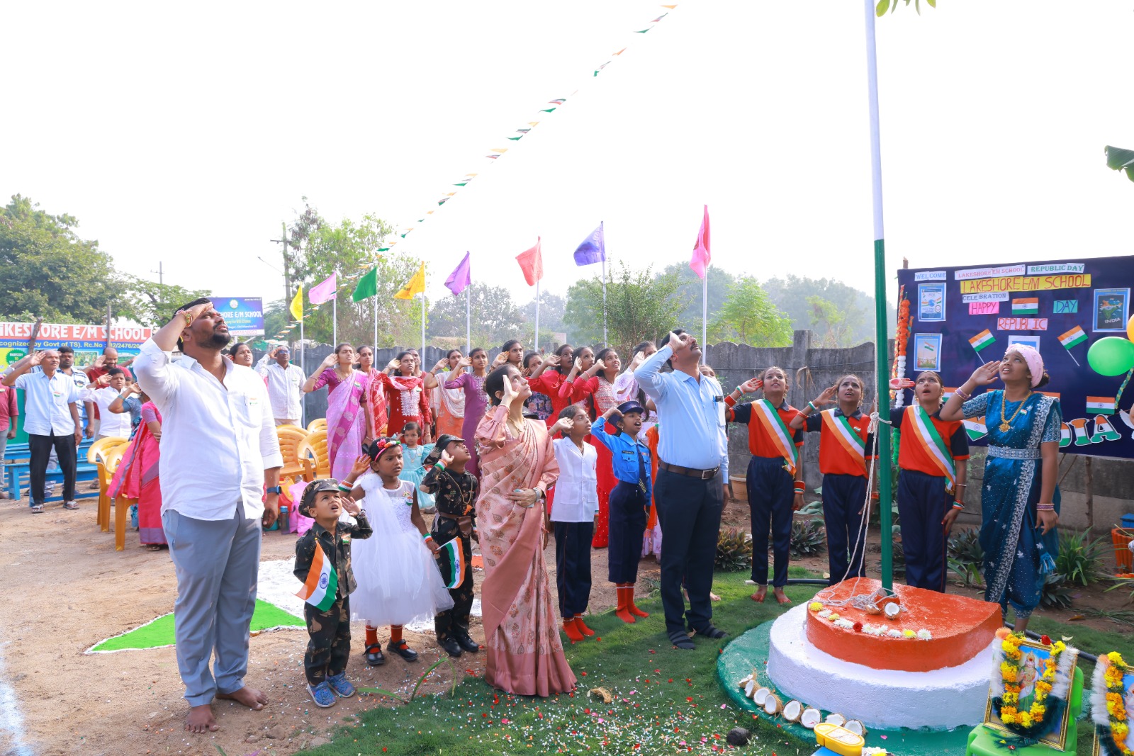 Teachers and Students Celebrating Republic Day
